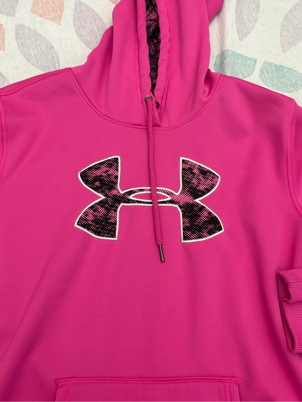 Under Armour Women's Hot Pink Hoodie with Black Logo Accent